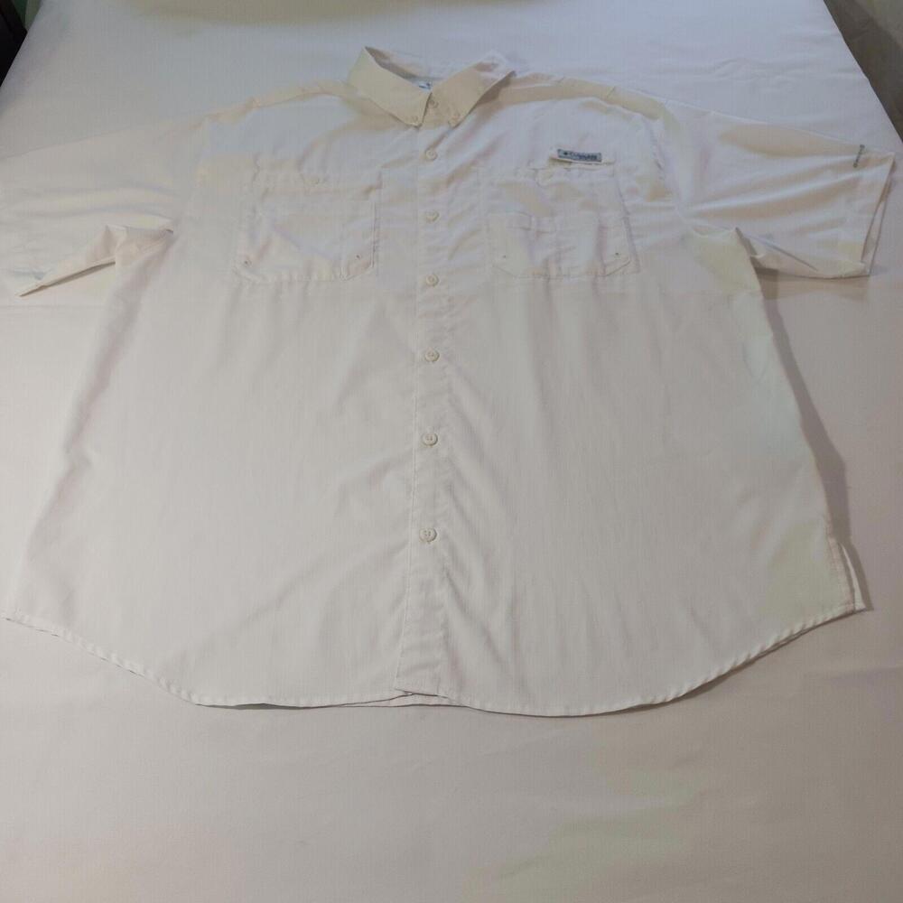 Columbia Men's Shirt PFG FM7266 Vented Fishing Short Sleeve White XL Chest 52"